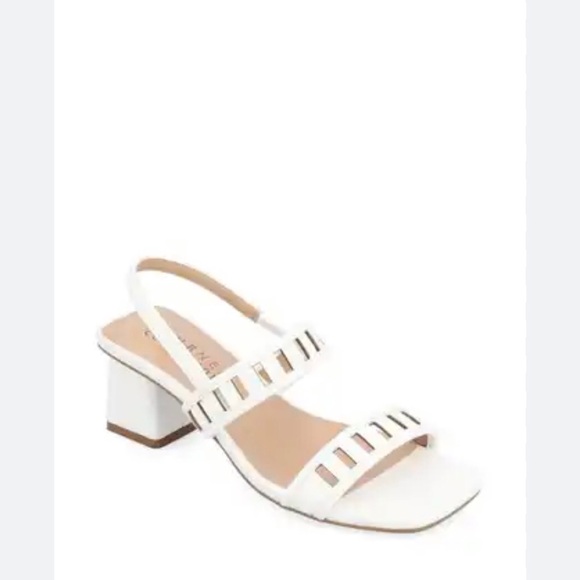 Journee Collection Shoes - Journee Collections White Block Heel Sandals